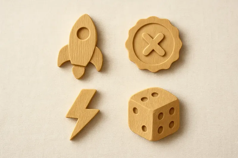 Grid of instant game symbols on cream linen background